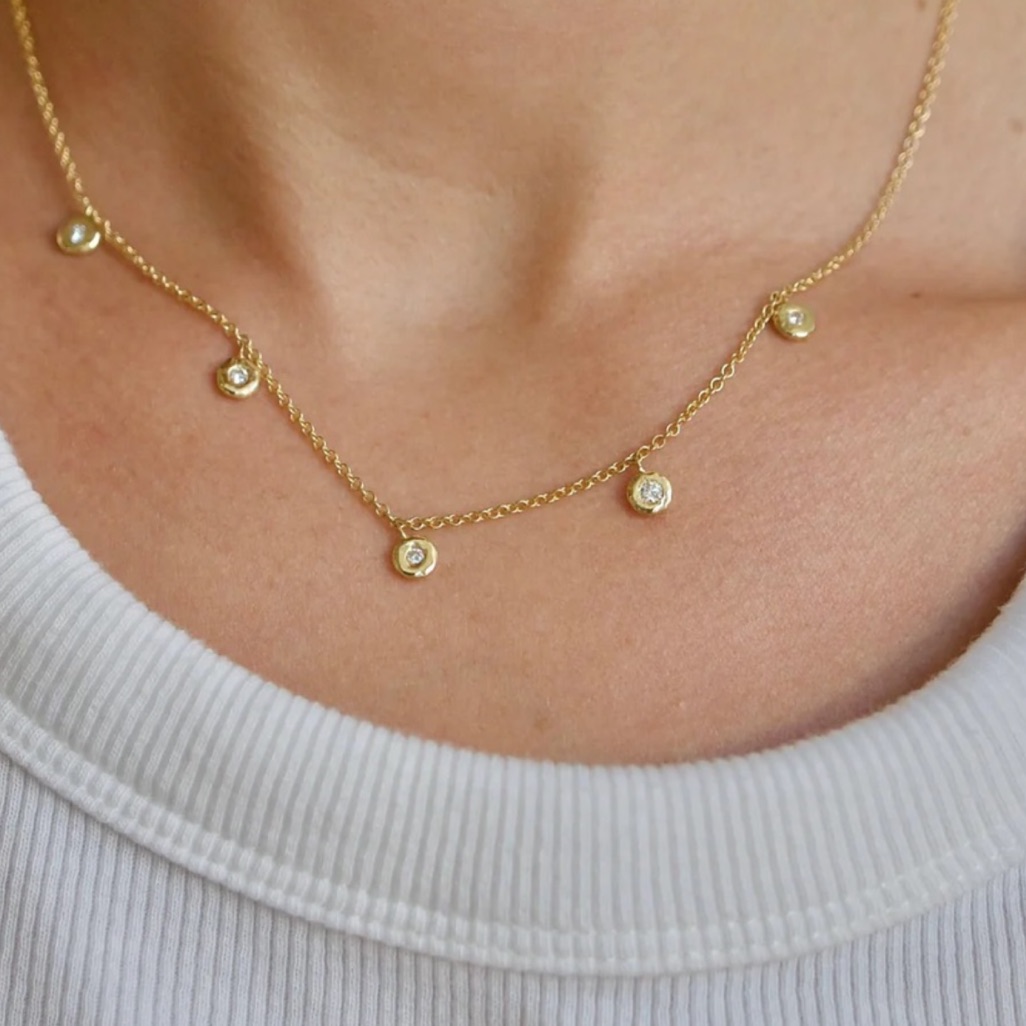 18k Yellow Gold And Diamond Necklace